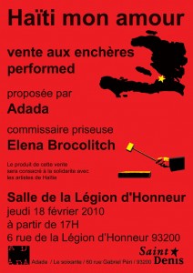 Haïti mon amour, vente aux enchères performed